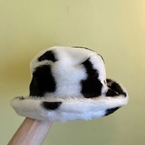Fluffy Cow Print Bucket Hat